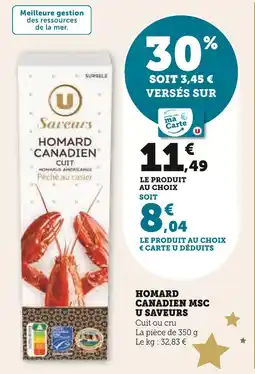 Super U U saveurs homard canadien msc offre