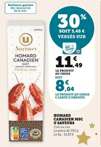 Super U U saveurs homard canadien msc offre