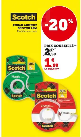 Super U Scotch ruban adhésif 25m offre