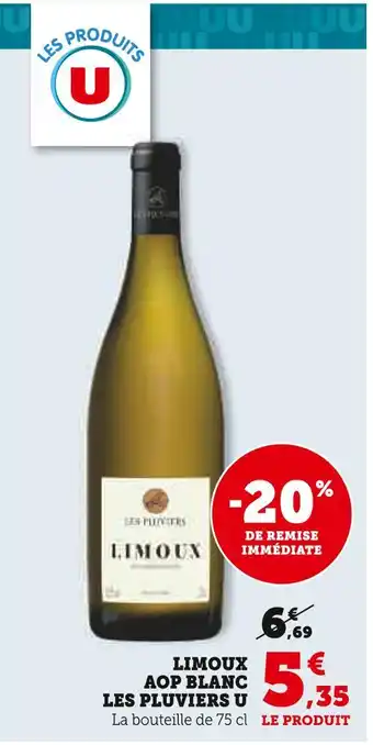 Super U Les pluviers u limoux aop blanc offre