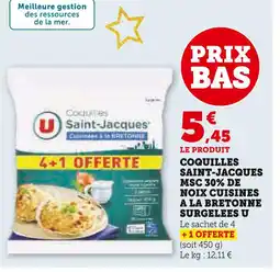 Super U U coquilles saint-jacques msc 30% de noix cuisinées à la bretonne surgelées offre