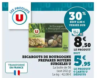 Super U U escargots de bourgogne préparés moyens surgelés offre