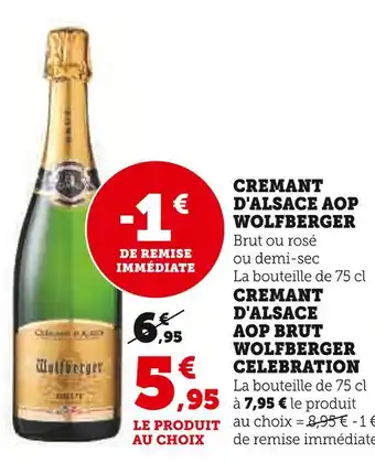 Super U Wolfberger crémant d'alsace aop brut offre