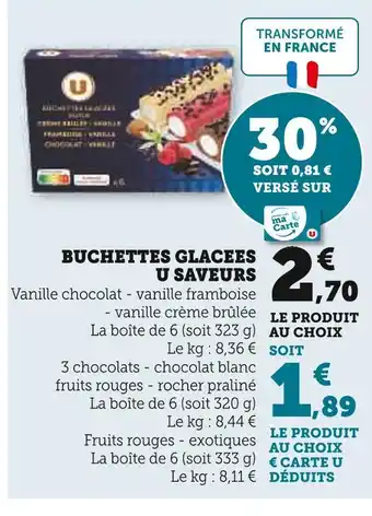 Super U U saveurs buchettes glacées offre