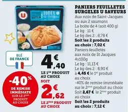 Super U Paniers feuilletes surgeles aux noix de saint-jacques offre