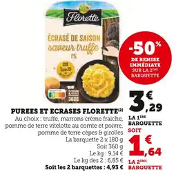 Super U Florette purees et ecrases offre
