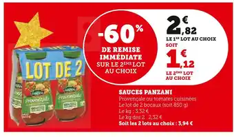 Super U Panzani sauces offre
