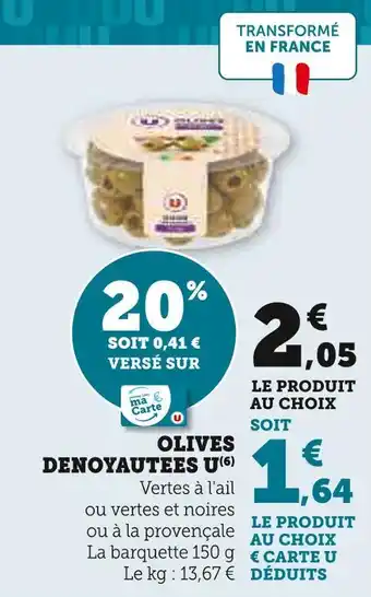 Super U U olives dénoyautées offre