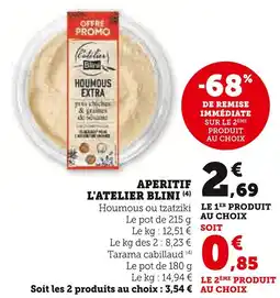 Super U L'atelier blini houmous offre