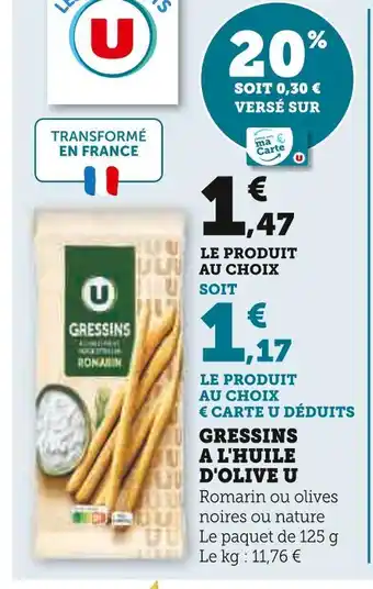 Super U U gressins à l'huile d'olive offre
