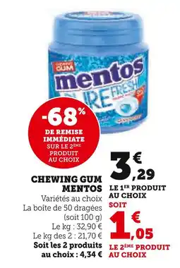 Super U Mentos chewing gum offre