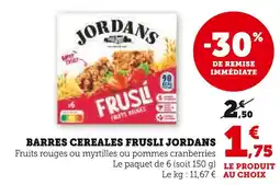 Super U Jordans barres céréales frusli offre