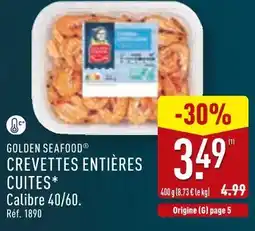 ALDI Golden seafood crevettes entières cuites offre