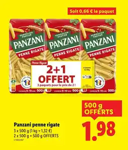 Lidl Panzani penne rigate offre