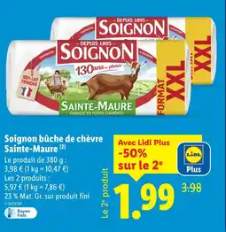 Lidl Soignon bûche de chèvre sainte-maure offre