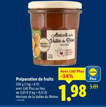 Lidl Saveurs de nos regions préparation de fruits offre