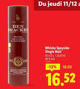 Lidl Ben bracken whisky speyside single malt offre