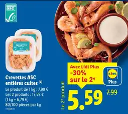 Lidl Crevettes asc entières cuites offre