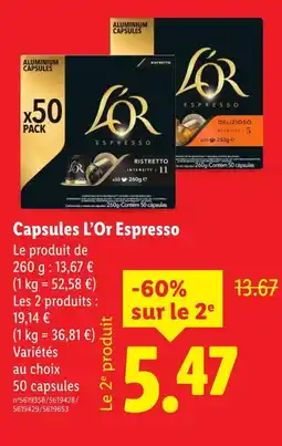 Lidl L'or capsules espresso offre