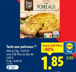 Lidl Toque du chef tarte aux poireaux offre