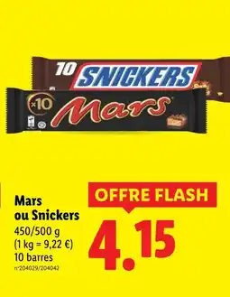 Lidl Mars ou snickers offre