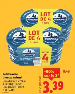 Lidl Petit navire thon au naturel offre
