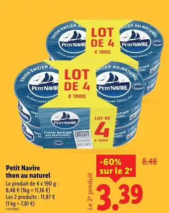 Lidl Petit navire thon au naturel offre
