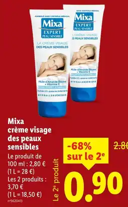Lidl Mixa crème visage des peaux sensibles offre