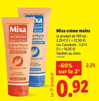 Lidl Mixa crème mains offre