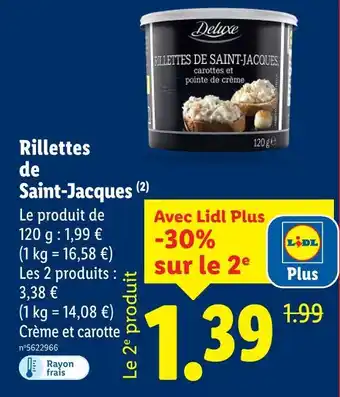 Lidl Deluxe rillettes de saint-jacques offre