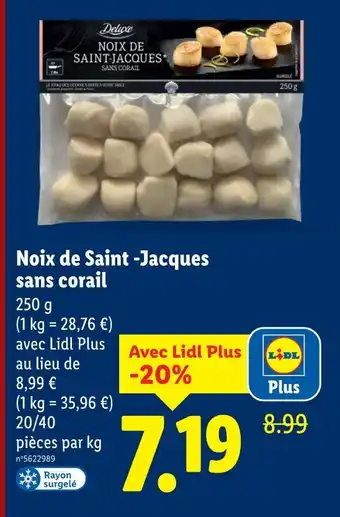 Lidl Deluxe noix de saint-jacques sans corail offre