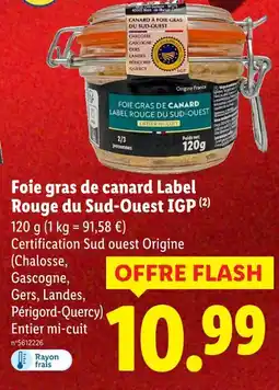 Lidl Foie gras de canard label rouge du sud-ouest igp offre