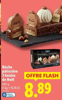 Lidl Deluxe bûche pâtissière 3 boules de noël offre