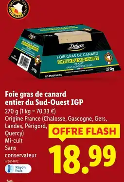 Lidl Deluxe foie gras de canard entier du sud-ouest igp offre