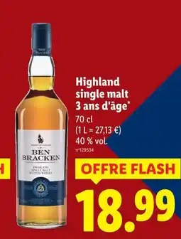 Lidl Ben bracken highland single malt 3 ans d'âge offre