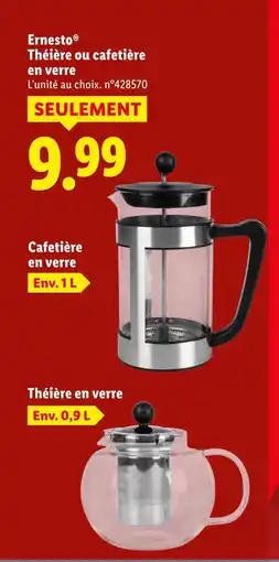 Lidl Ernesto théière ou cafetière en verre offre