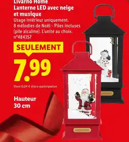 Lidl Livarno home lanterne led avec neige et musique offre