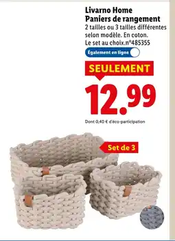 Lidl Livarno home paniers de rangement offre