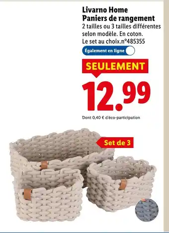 Lidl Livarno home paniers de rangement offre