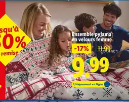 Lidl Ensemble pyjama en velours femme offre
