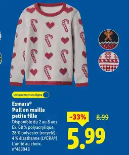 Lidl Esmara pull en maille petite fille offre