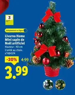 Lidl Livarno home mini sapin de noël artificiel offre