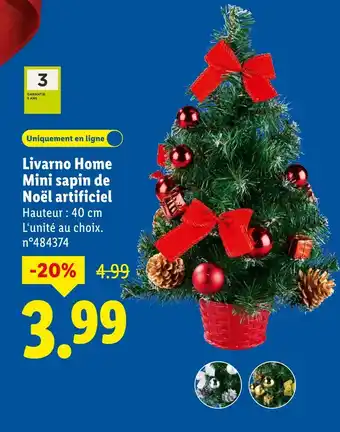 Lidl Livarno home mini sapin de noël artificiel offre