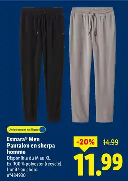 Lidl Esmara men pantalon en sherpa homme offre