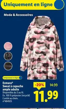Lidl Esmara sweat à capuche ample adulte offre