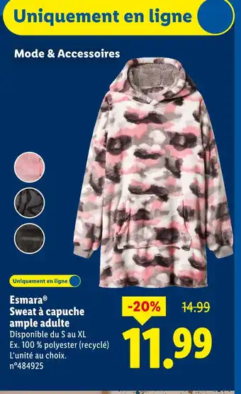 Lidl Esmara sweat à capuche ample adulte offre