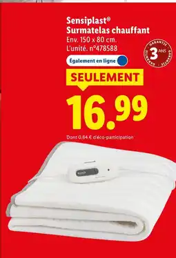 Lidl Sensiplast surmatelas chauffant offre