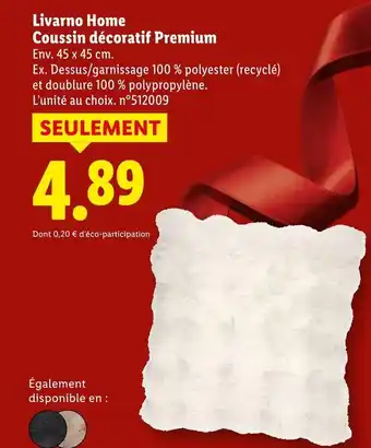 Lidl Livarno home coussin décoratif premium offre