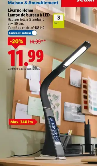Lidl Livarno home lampe de bureau à led offre