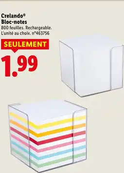 Lidl Crelando bloc-notes offre